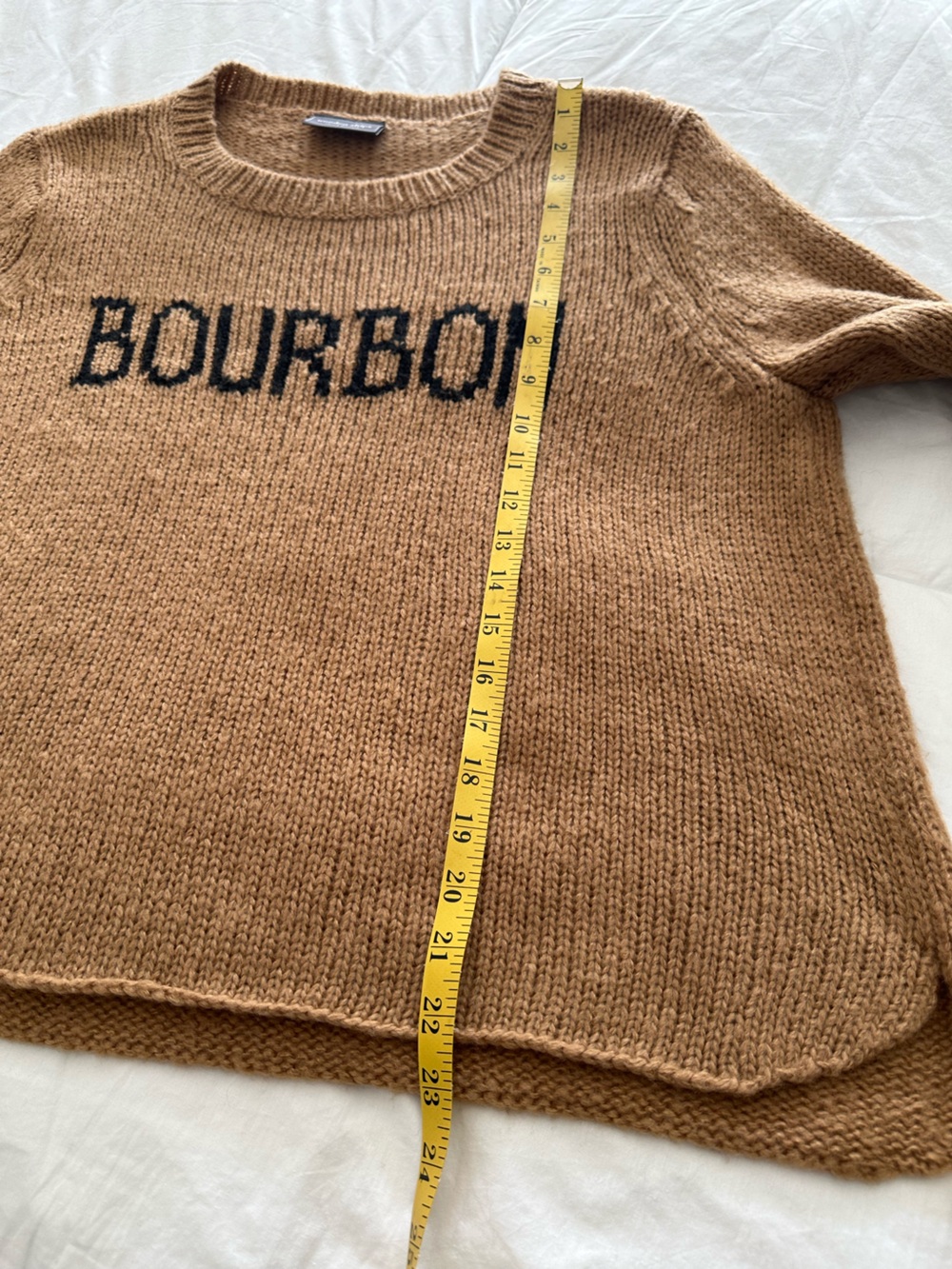Wooden Ships Camel Crewneck Sweater with Black BOURBON Text size S/M - Picture 15 of 16